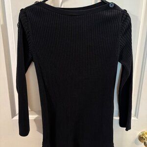 Lauren Ralph Lauren Women's Black Ribbed Knit Long Sleeve Sweater Top ~ Small